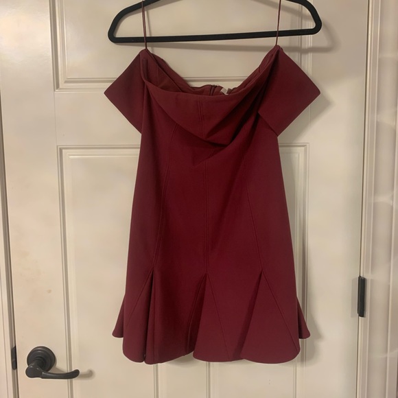 cinq a sept size 6 mini dress burgundy - Picture 3 of 5